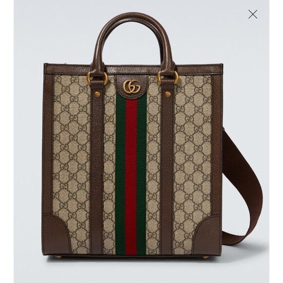Gucci Handbags - Gucci Ophidia Large Tote Bag Beige and Ebony GG Supreme Canvas with Leather Trim